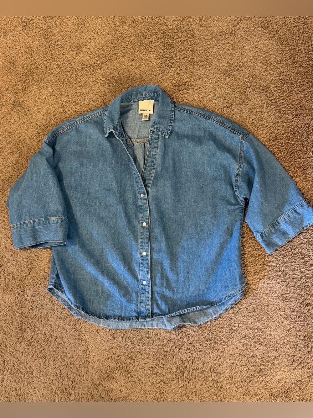 Indigo Denim Button-Up Women’s Shirt. Industry Brand. Snaps. Size M.